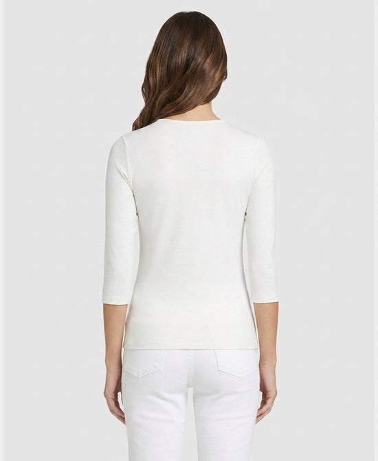 
Basic 3/4 Sleeve Cotton Top in IVORY view 2