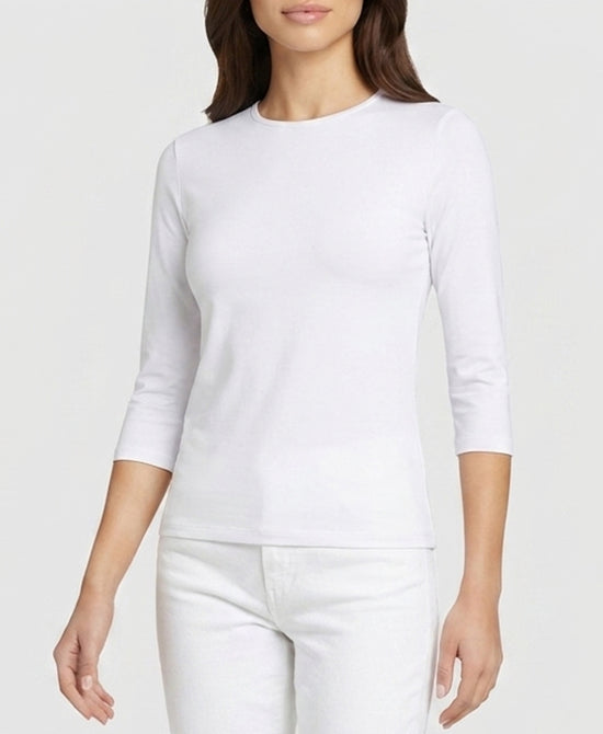 
Basic 3/4 Sleeve Top in WHITE view 1