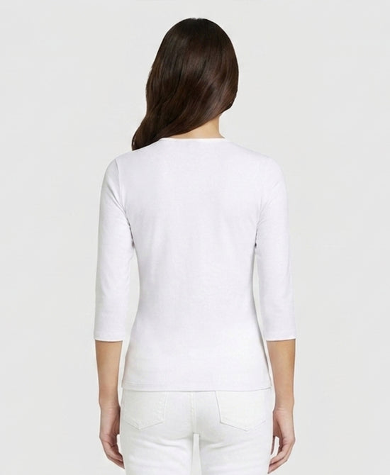 
Basic 3/4 Sleeve Top in WHITE view 2