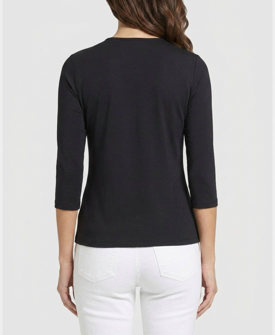 
Basic 3/4 Sleeve Top in BLACK view 2