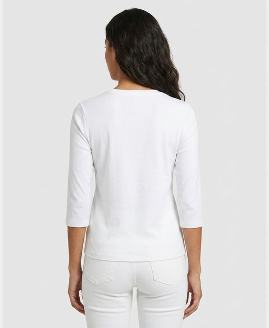 
Basic 3/4 Sleeve Top in IVORY view 2