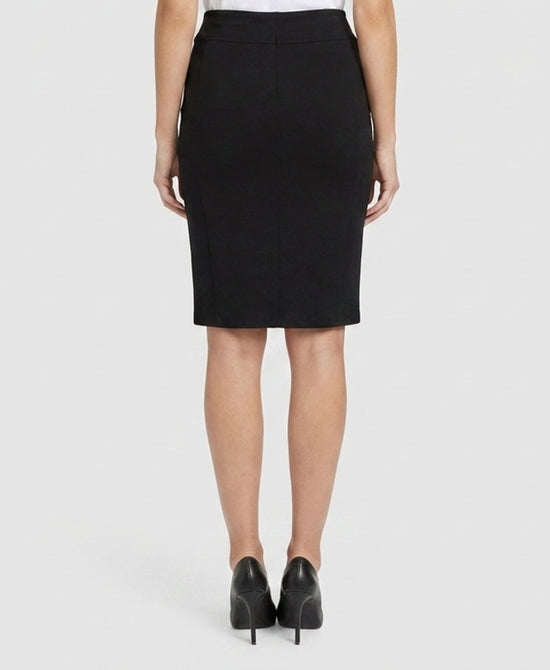
Cotton Pull On Pencil Skirt in BLACK view 2