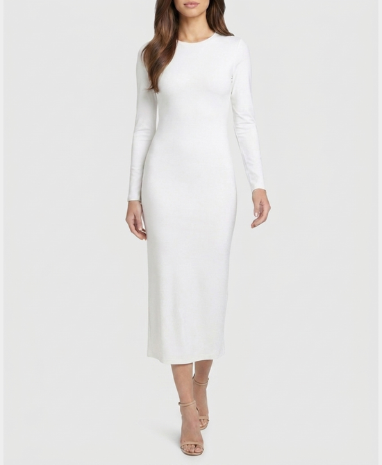 
Lycra Bodycon Midi Dress in IVORY view 1