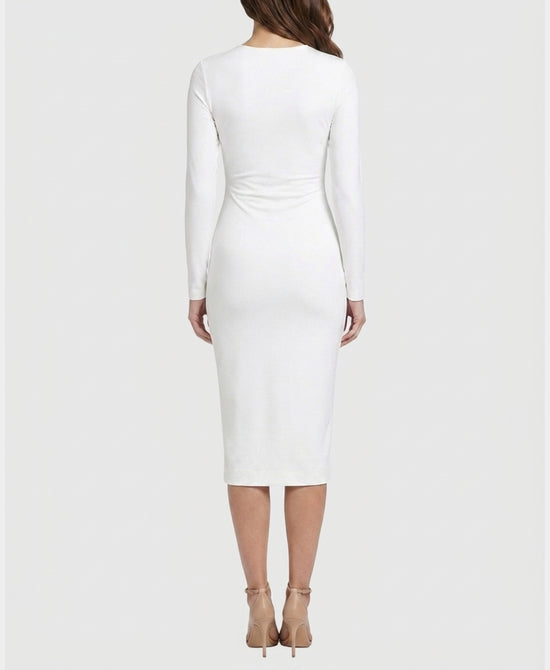 
Lycra Bodycon Midi Dress in IVORY view 2