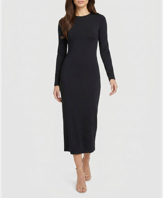 
Lycra Bodycon Midi Dress in BLACK view 1