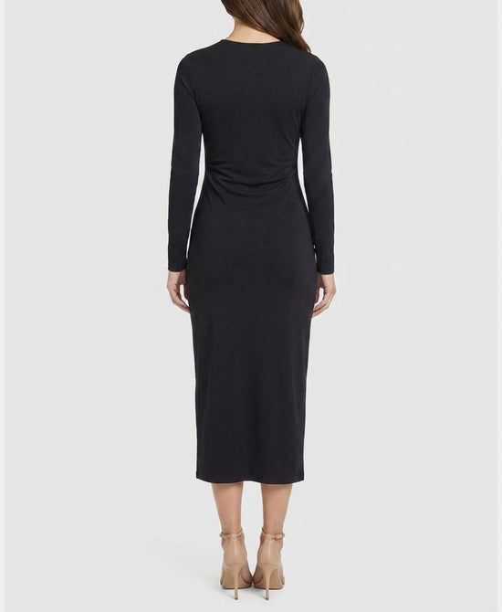 
Lycra Bodycon Midi Dress in BLACK view 2