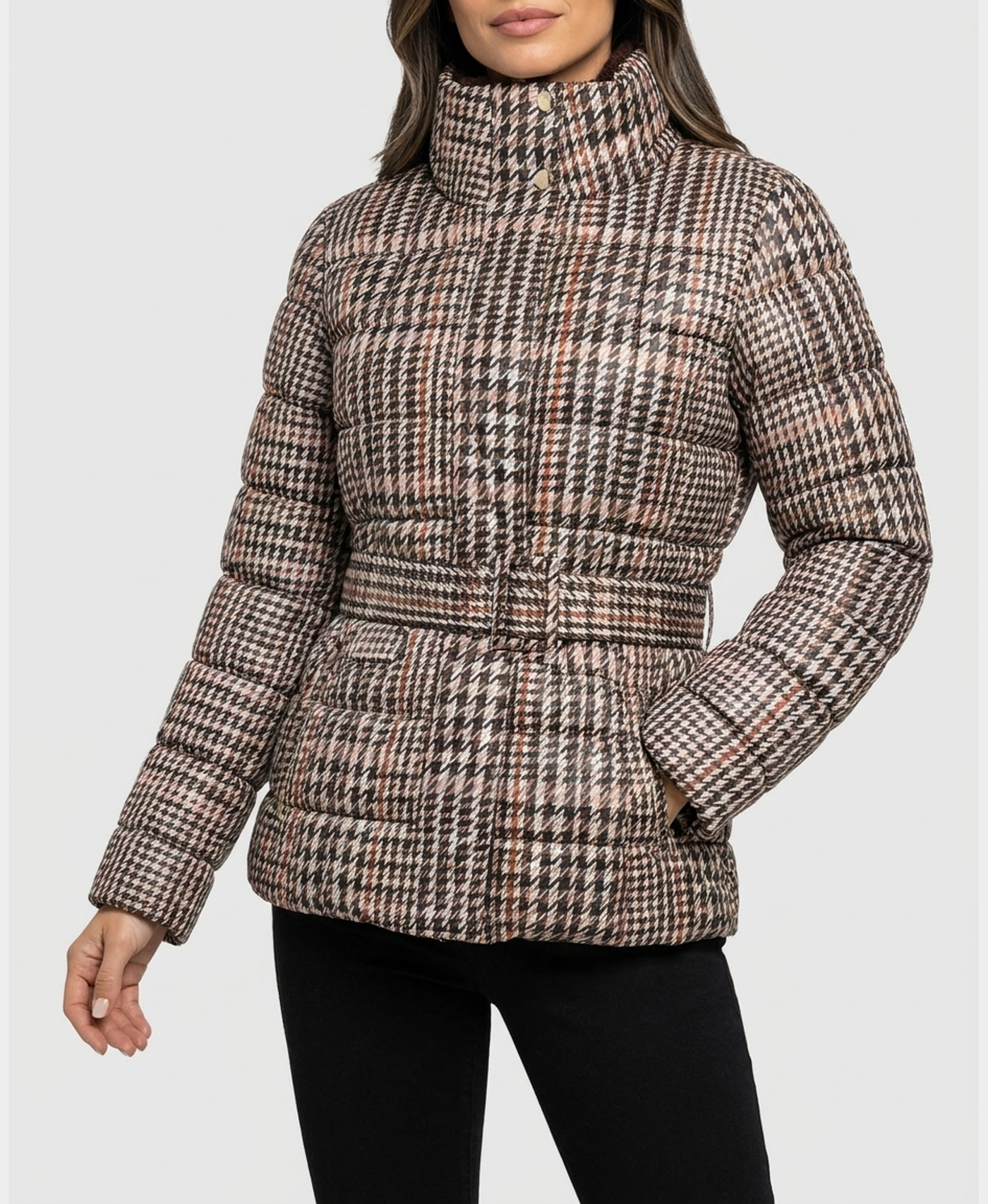 Printed Puffer Jacket w/ Knit Collar – FOX'S - Online