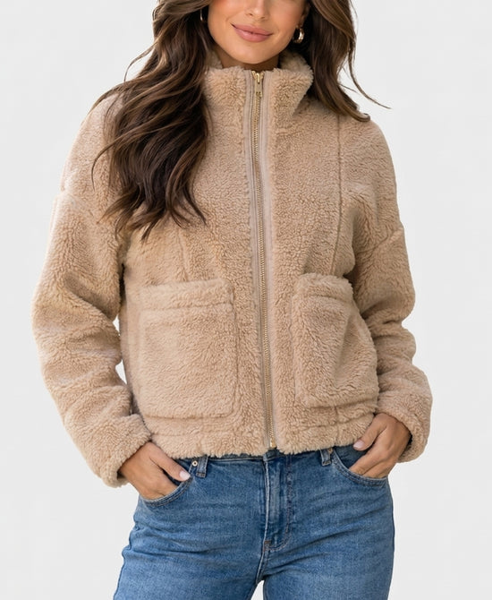 
Faux Fur Jacket in BEIGE view 1
