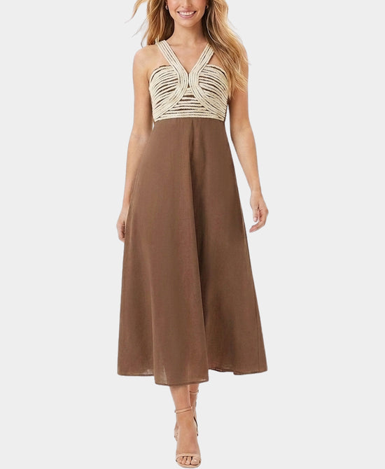 
Braided Detail Maxi Dress in BROWN view 1