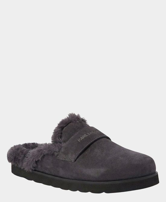 
Faux Fur Logo Slipper in CHARCOAL view 1