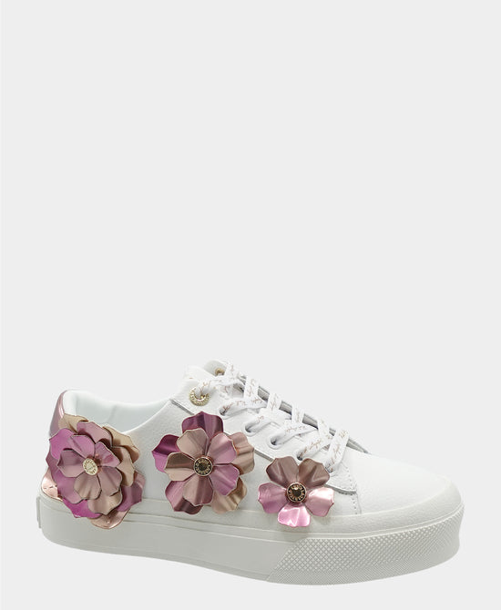 Leather Metallic Flower Platform Sneaker view 1