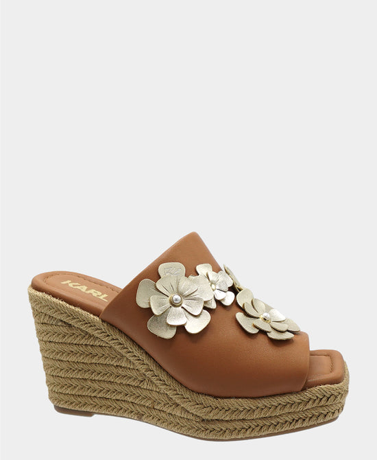 Leather 3D Flower Wedge Sandal view 1