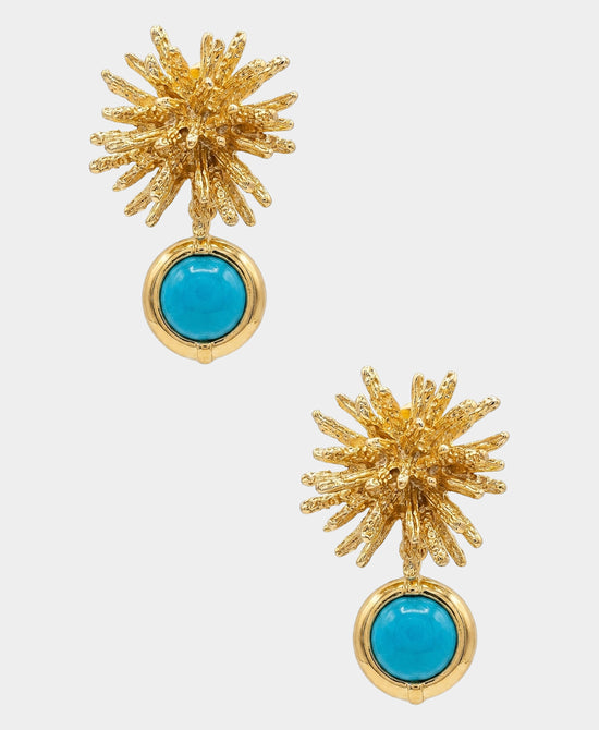 
24K Gold Plated Statement Earrings in AQUA view 2
