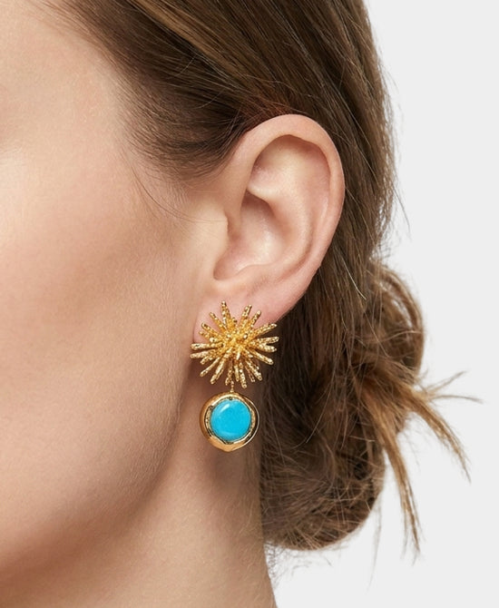 
24K Gold Plated Statement Earrings in AQUA view 1