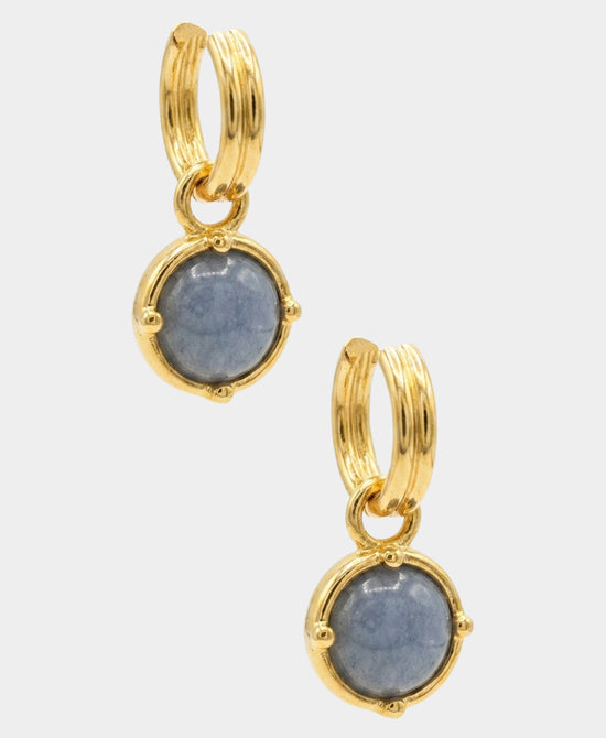 
24K Gold Plated Hoop Drop Earrings in BLUE view 2