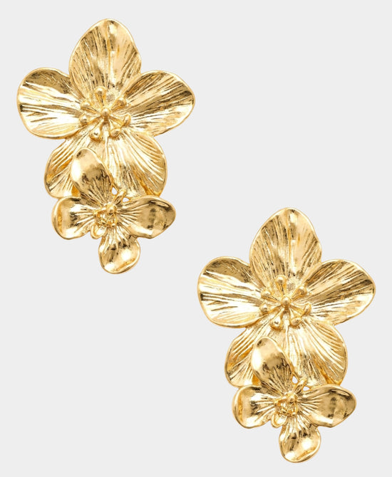 
24K Gold Plated Flower & Butterfly Drop Earrings in GOLD view 2