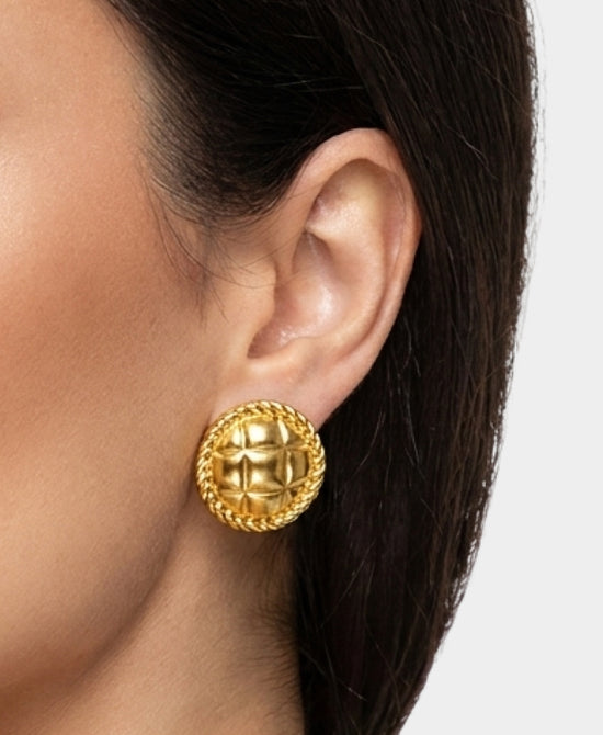 
24K Gold Plated Round Stud Earrings in GOLD view 1