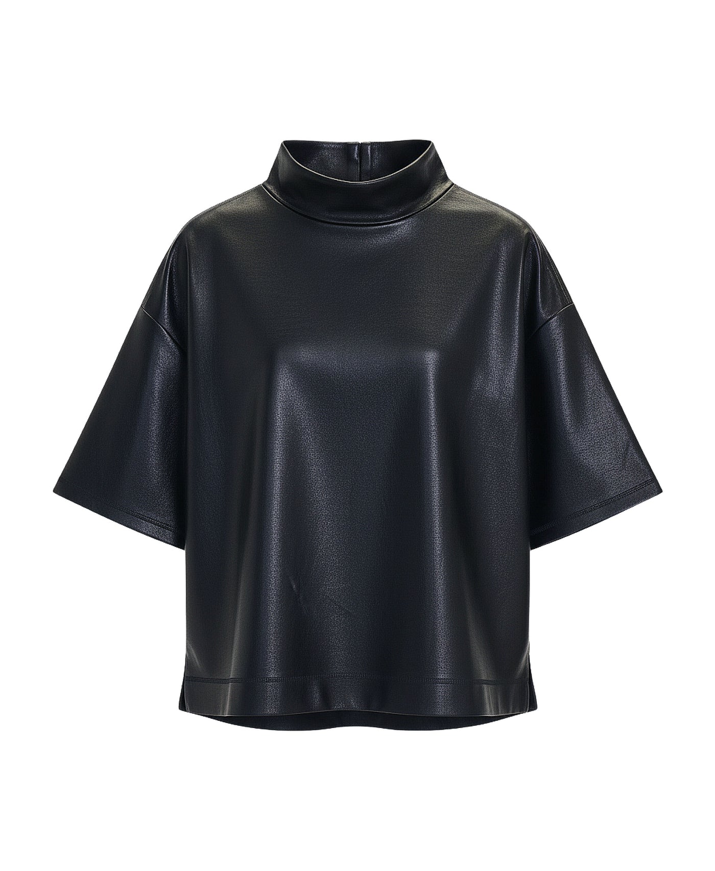 Faux Leather Top w/ Zipper Sleeve view 2