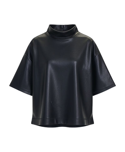 Faux Leather Top w/ Zipper Sleeve image 2