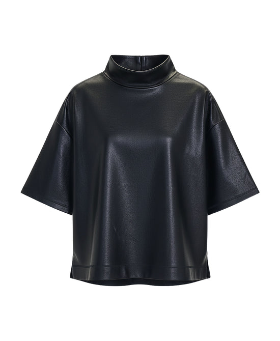 Faux Leather Top w/ Zipper Sleeve view 