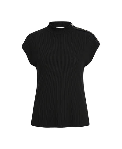 Textured Top w/ Faux Leather Trim image 2