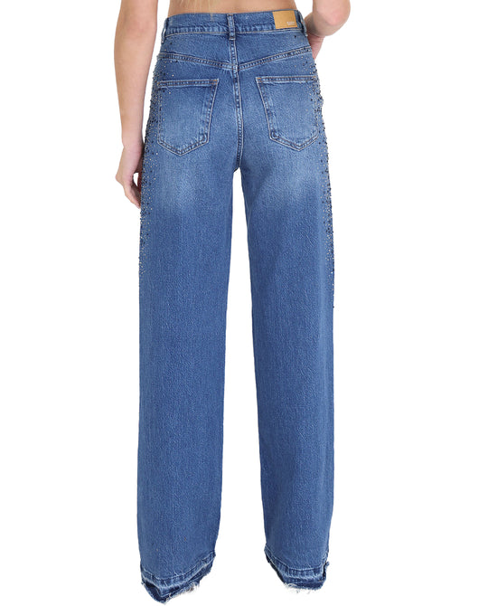 Wide Leg Jeans w/ Crystals view 