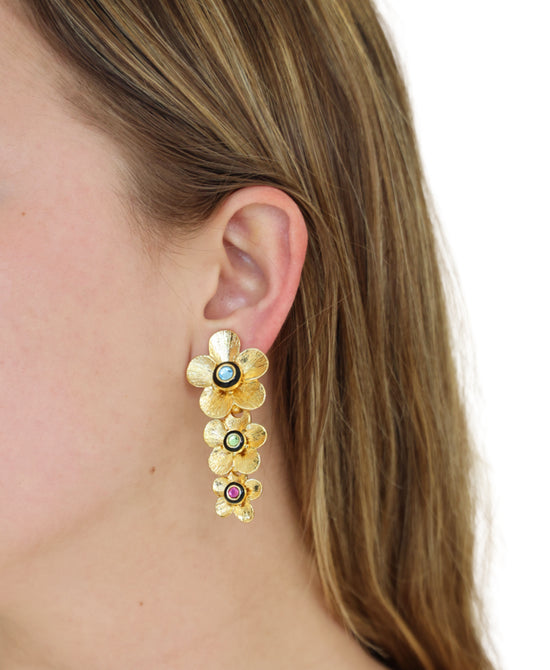 Flower Drop Clip On Earrings view 