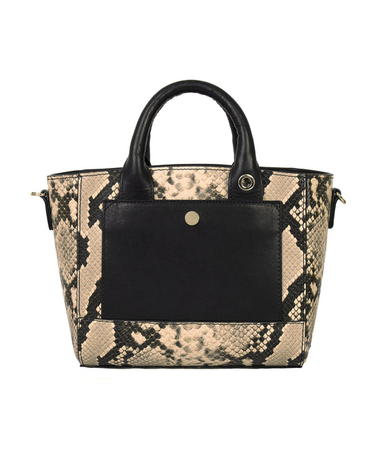 Snake Print Leather Handbag view 1