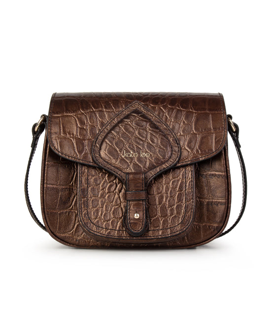 Crocodile Print Leather Crossbody Bag view 1