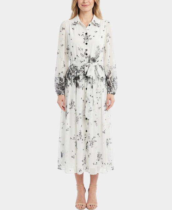 Floral Print Midi Shirt Dress view 1