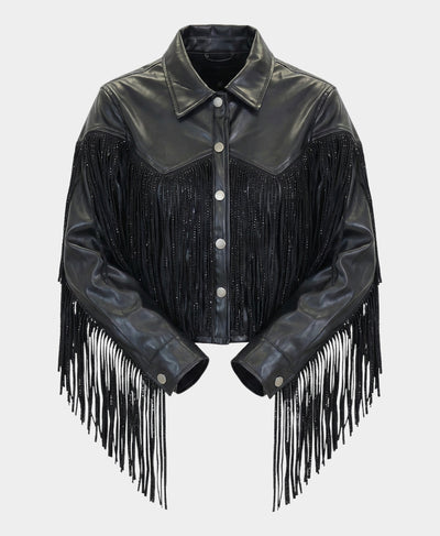 Faux Leather Top w/ Crystal Fringe image 2