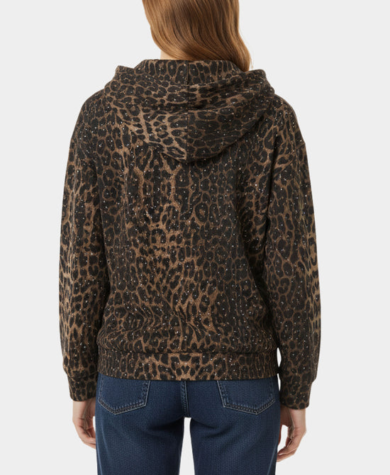 Leopard Print Allover Crystal Hoodie view 