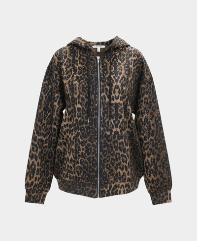 Leopard Print Allover Crystal Hoodie image 3