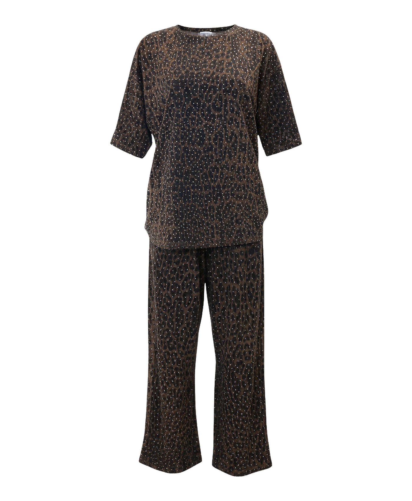 Leopard Print Tee & Pants Set w/ Crystals view 2