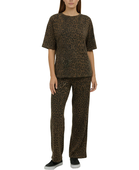 Leopard Print Tee & Pants Set w/ Crystals view 