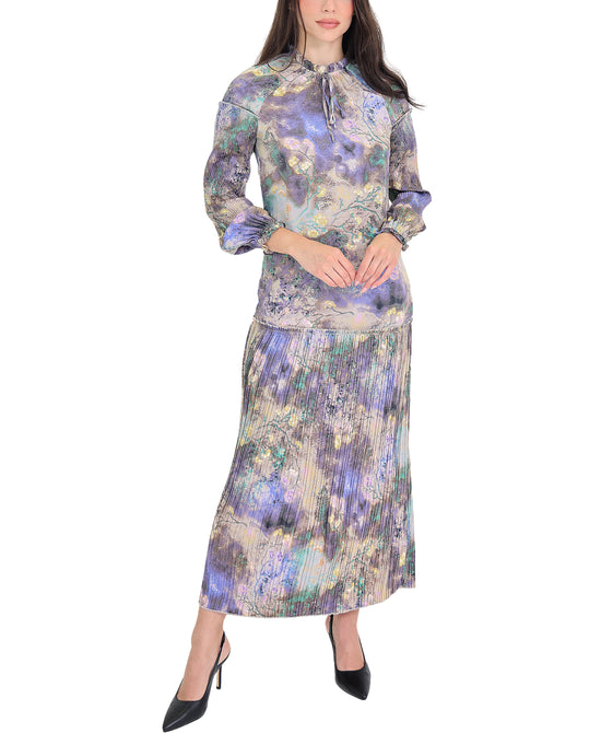 Printed Pleated Maxi Dress view 
