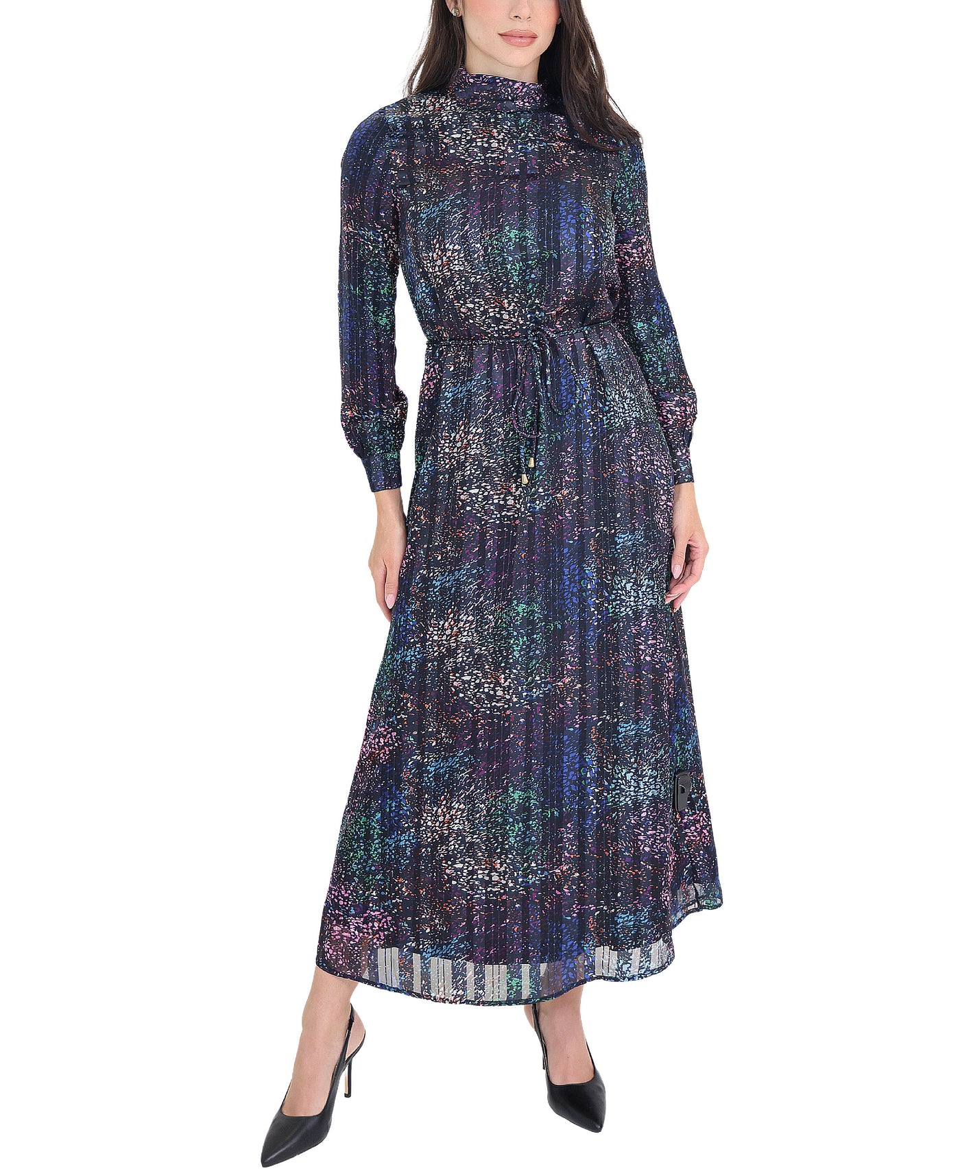 Printed Pleated Midi Dress view 1