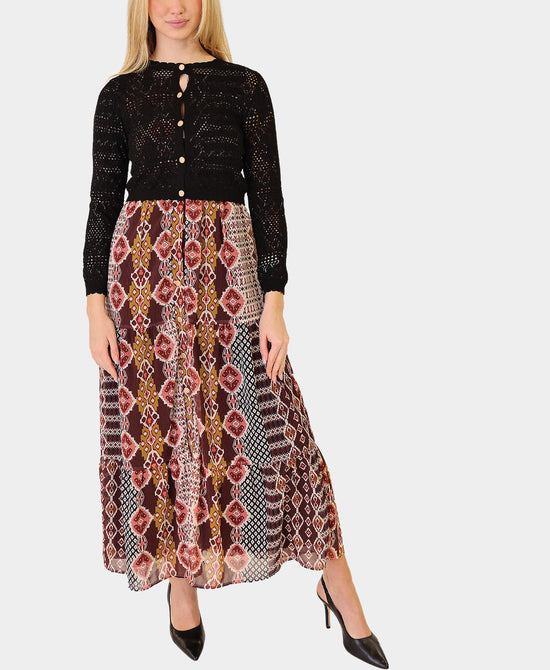 Printed Dress w/ Knit Cardigan - 2 Pc Set view 