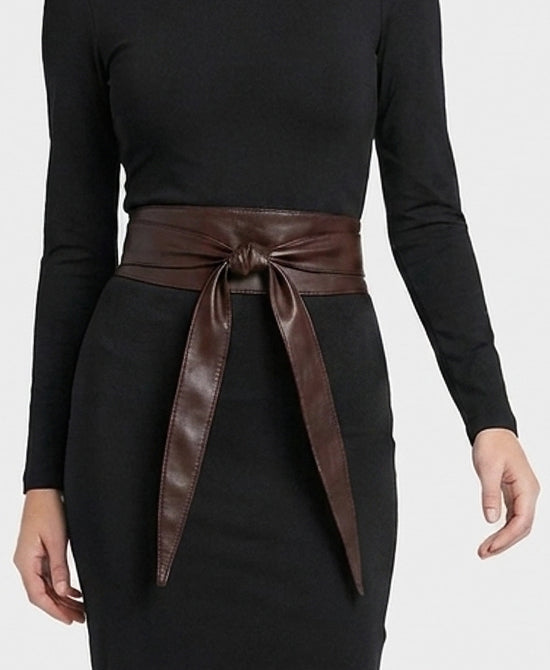 
Leather Wrap Belt in DARK BROWN view 1