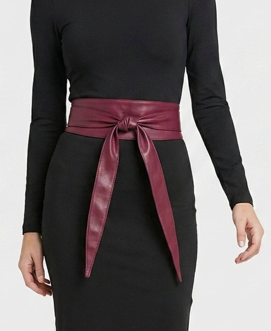 
Leather Wrap Belt in BURGUNDY view 1