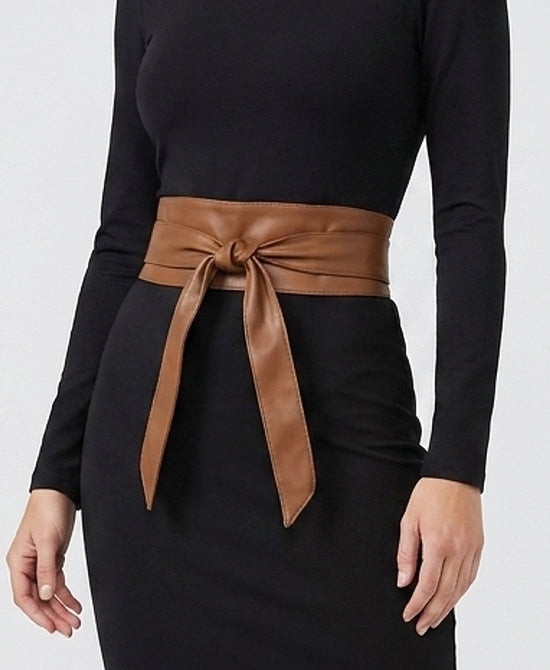 
Leather Wrap Belt in MEDIUM BROWN view 1