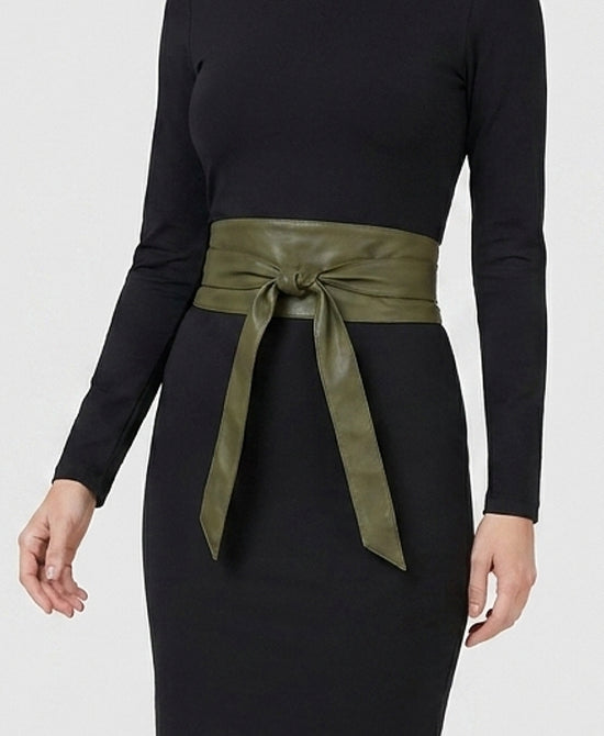 
Leather Wrap Belt in OLIVE view 1