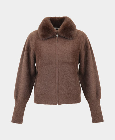 Sweater Jacket w/ Faux Fur image 2