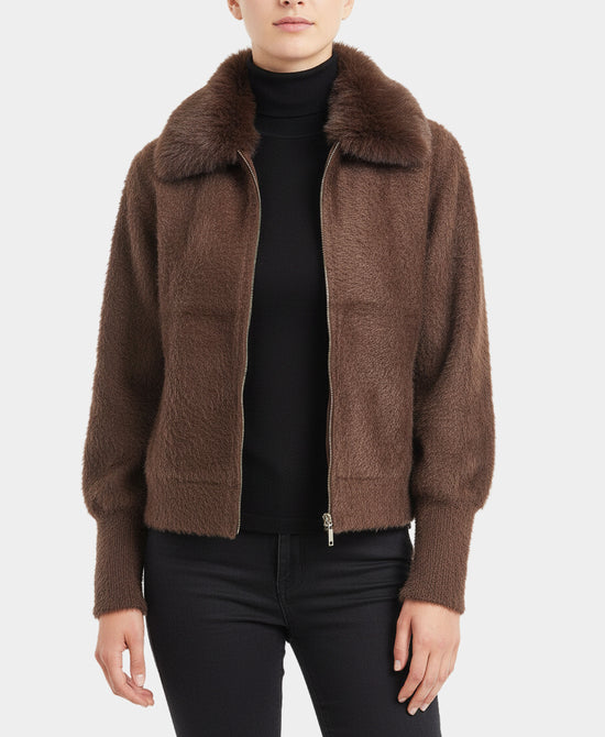 Sweater Jacket w/ Faux Fur view 