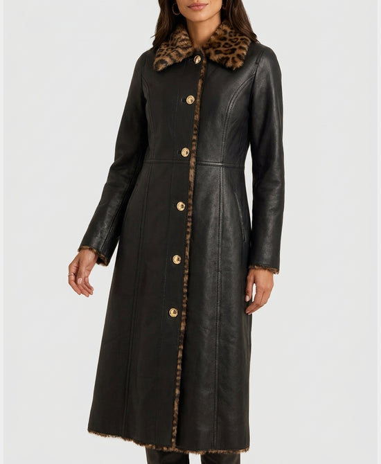 
Reversible Faux Fur & Faux Leather Coat in BROWN MULTI view 2