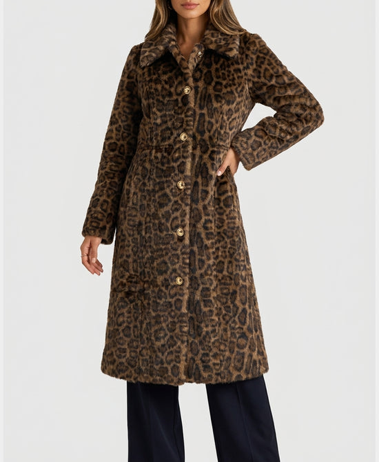 
Reversible Faux Fur & Faux Leather Coat in BROWN MULTI view 1