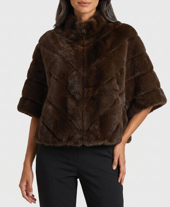 
Faux Fur Cape in brown view 1