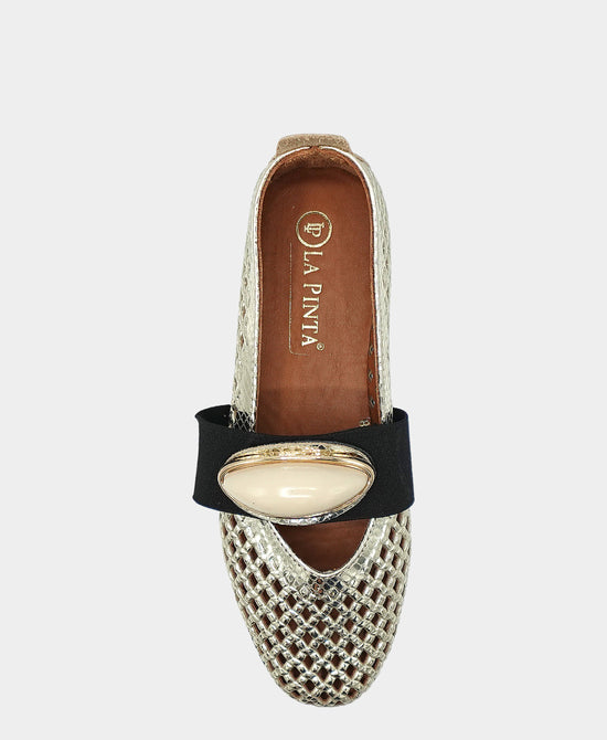 Leather Metallic Perforated Loafer view 2