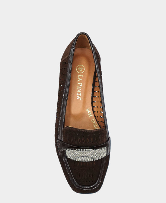 Suede Perforated Loafer w/ Buckle view 2