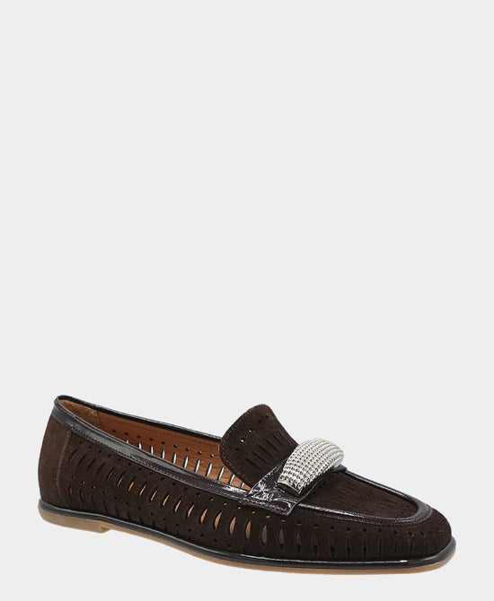 Suede Perforated Loafer w/ Buckle view 1